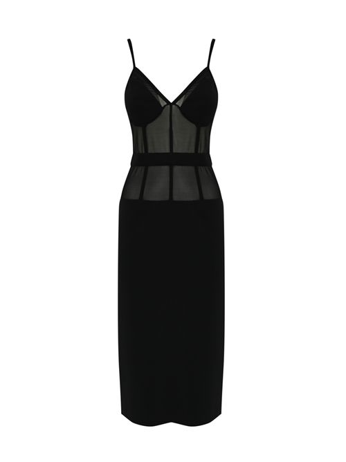 Abito tubino in crepe e tulle Nero Elisabetta Franchi | AB70151E2110